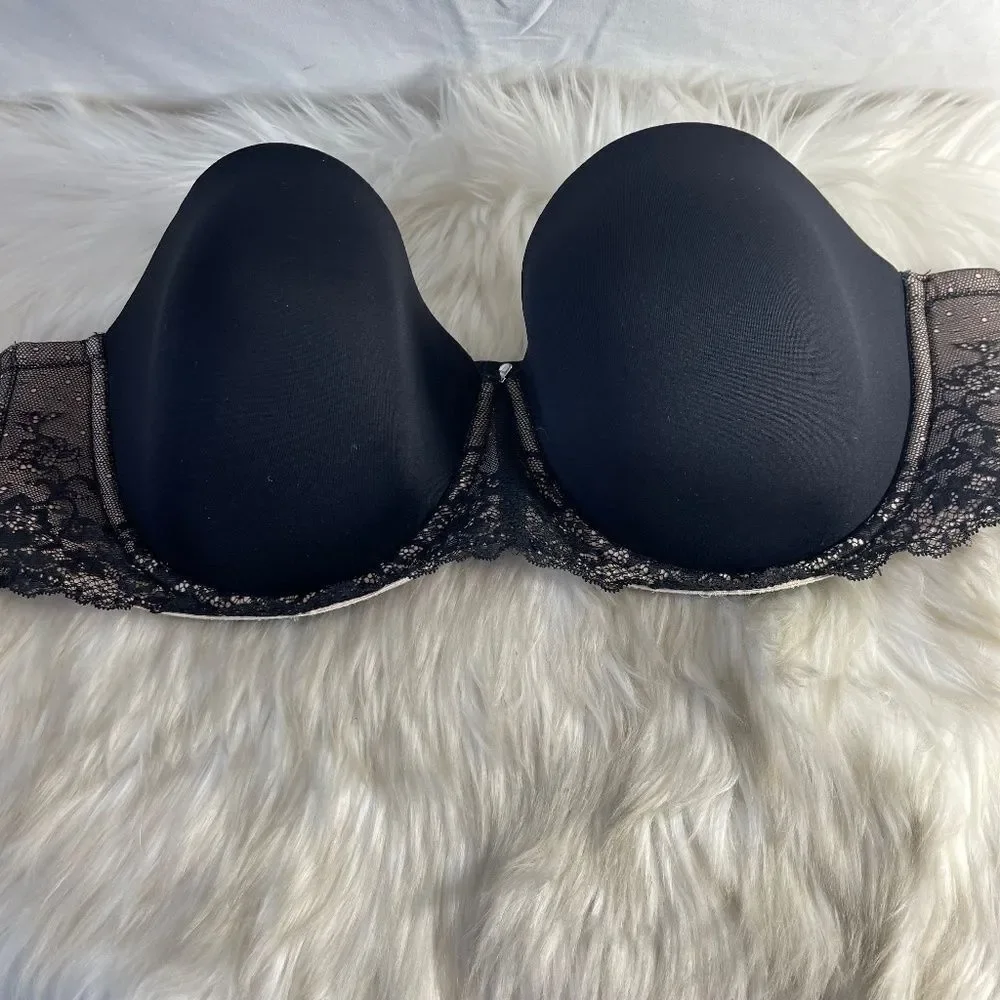 Torrid Black Lace Trim Balconette Strapless Bra STRAPS‎ NOT INCLUDED Sz 4…